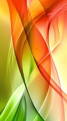 Poster - Smooth green and orange waves intertwine and blend together, creating a vibrant and dynamic abstract composition with a sense of fluidity and motion