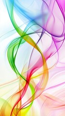 Poster - Smooth, flowing lines in a spectrum of vibrant colors intertwine and overlap, creating a dynamic and visually appealing abstract composition against a white background