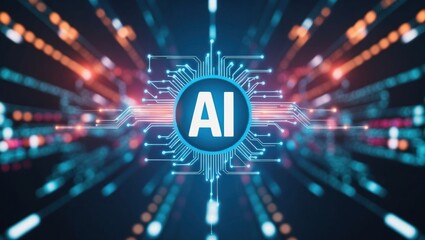 Wall Mural - ai on the background of computer systems, vibrant wallpaper