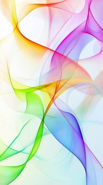 Smooth, translucent lines in vibrant colors intertwine and flow across a light background, creating a dynamic and abstract composition with a sense of movement and energy
