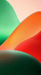 Poster - Smooth, undulating shapes in vibrant hues of green, orange, and red create a visually captivating abstract composition, evoking a sense of fluidity and modern artistry