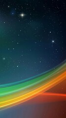Poster - Smooth, colorful lines gracefully flow across the lower portion of the image, beneath a dark, starry night sky, creating a vibrant and captivating abstract scene