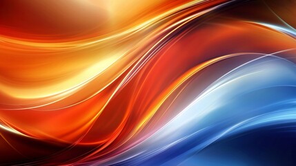 Poster - Smooth curves of warm and cool colors are blending together, creating an elegant and modern abstract background, perfect for various design projects