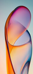 Poster - Smooth, curved shapes of orange and purple glass intertwining create a luminous abstract composition, glowing against a soft gradient backdrop that enhances the vibrant colors