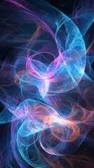 Poster - Pink, blue, and orange abstract swirls intertwine, creating a dynamic flow of energy against a dark backdrop, evoking a sense of motion and vibrant power