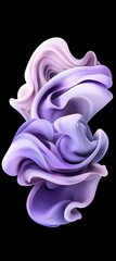 Poster - Smooth, undulating shapes in shades of purple and pink intertwine and overlap against a black background, creating a visually captivating abstract design
