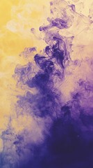 Poster - Purple ink is swirling in a yellow liquid, creating abstract shapes and a mesmerizing visual effect, ideal for backgrounds and artistic projects
