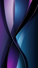 Poster - Smooth, curving shapes intertwine and overlap, creating a sense of dynamic flow and movement against a backdrop of varying shades of blue and purple