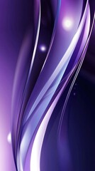 Poster - Smooth, flowing lines in shades of purple and white glow against a dark purple background, creating an elegant and captivating abstract design that radiates beauty and modernity