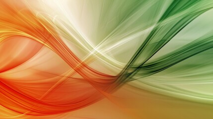 Poster - Intertwining orange and green waves create a vibrant, flowing abstract design, offering a dynamic backdrop for artistic compositions and modern graphic projects