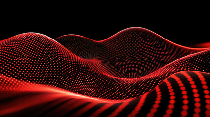 Poster - Abstract design featuring flowing red waves and dotted patterns, creating dynamic visual effect that evokes sense of movement and energy
