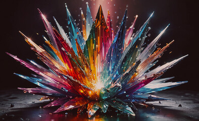 Poster - Colorful flower made of glass. The flower is made of many different colors. The flower is very large