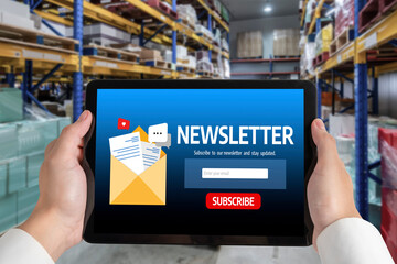 Poster - newsletter signup page on computer for customer to subscribe snugly newsletter update information to