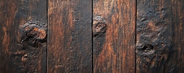 Wall Mural - Scratches on dark brown wood texture