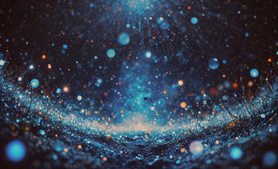Poster - Blue sky with many small blue and white dots. The dots are scattered all over the sky