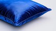 © Paul - Velvet blue rectangular pillow, finely detailed, resting on an infinite white background, exuding simplicity and comfort