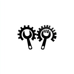 Poster - Two wrenches inside interlocking gears.