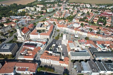 Vyskov is a town in the South Moravian Region of the Czech Republic,Europe,historic town centre is well preserved and is protected as urban monument zone,aerial panorama cityscape view	
