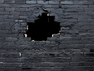 Aufkleber - Hole in black brick wall