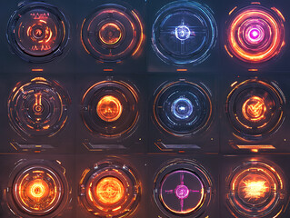 Leinwandbilder - Hud round frames and borders, hud, gui for game background design, technology background, digital data