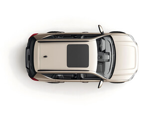 Poster - Isolated simple and metallic suv car with open doors from top view on a white background that is easily removable