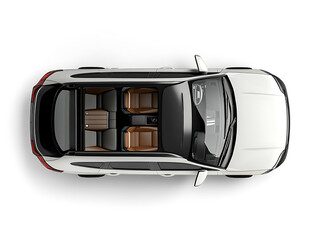 Poster - Isolated simple and metallic suv car with open doors from top view on a white background that is easily removable