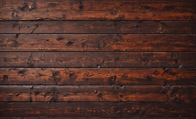 Poster - Wooden wall with a brown color. The wall is made of wood