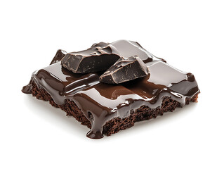 Aufkleber - Melt dark or milk chocolate on cake top isolated on white background