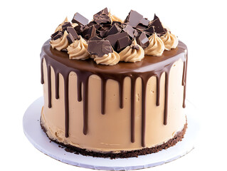 Poster - Melt dark or milk chocolate on cake top isolated on white background
