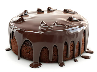 Aufkleber - Melt dark or milk chocolate on cake top isolated on white background