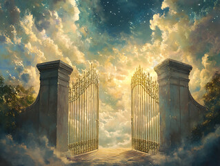 Leinwandbilder - Pearly gates, gateway to heaven, a classic interpretation