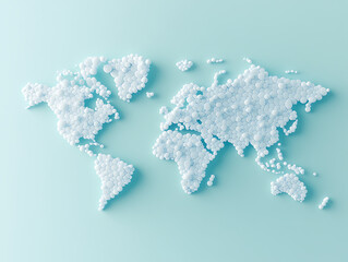 Aufkleber - Minimalistic 3d world map on a soft blue gradient background, simplified earth representation