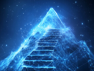 Leinwandbilder - digital mountain the path to success or business goals achievement concept