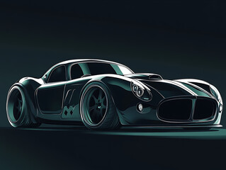 Poster - Generic and unbranded sport car on a dark background, illustration