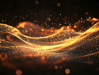 Poster - Glowing abstract wave on dark, shiny motion, magic space light