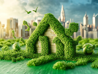 Poster - Green and sustainable development in the business sector, showcasing upward arrows symbolizing the growth and positive impact of environmental, social, and governance (esg) practices