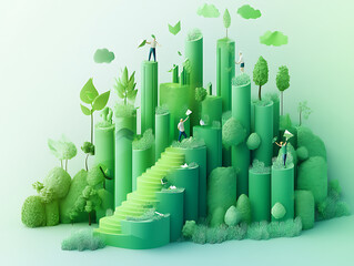 Poster - Green and sustainable development in the business sector, showcasing upward arrows symbolizing the growth and positive impact of environmental, social, and governance (esg) practices