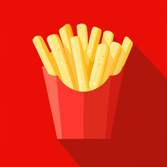 Wall Mural - Flat Design French Fries Icon Vector Illustration