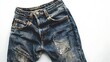 © Fakhar - Dirty vintage denim trousers isolated on a clean white background for creative purposes