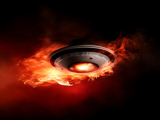 Poster - Smoke detector and fire alarm in action background with copy space