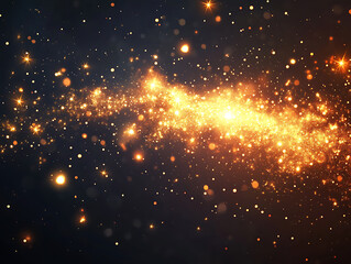 Poster - Sparks and embers flying up in the dark sky, creating a dazzling light effect on a black background