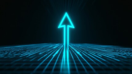 Aufkleber - Futuristic glowing arrow on a digital grid background, innovation and technology concept