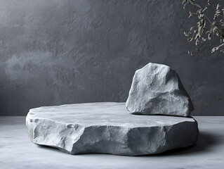 Poster - Black stone podium for product display