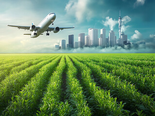 Poster - Sustainable aviation fuel concept of flight running on biofuel green energy