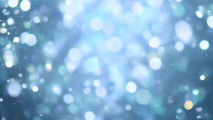 Poster - Abstract blue background features floating light particles, creating a mesmerizing bokeh effect. The soft glow and dreamy blur evoke a sense of elegance and celebration