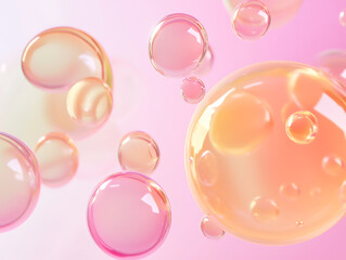 Poster - Transparent gradient bubbles, 3d rendering