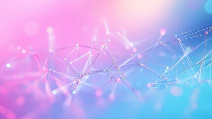 Poster - Abstract digital network connection background with colorful glowing nodes and lines creating an intricate pattern, ideal for technology, science, and data themes
