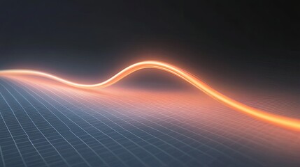 Poster - Abstract Light Wave on Dark Background, Flowing Neon Curve in Digital Space, Concept of Technology and Energy with Dynamic Motion and Smooth Surface