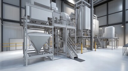 Poster - Modern Industrial Facility Featuring Advanced Machines and Equipment for Production Processes in a Clean and Spacious Environment