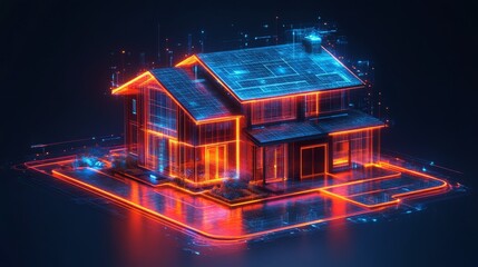 Poster - glowing holographic smart home projection showcasing innovative design and technology features